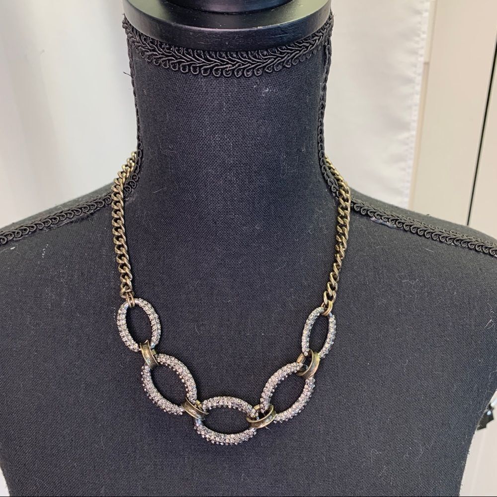LOFT Gunmetal and Rhinestone Link Princess Necklace - Picture 3 of 12